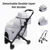 Double Pet Stroller for 2 Dogs and Cats with Removable Carrier view 3
