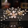 Bridal Hair Comb with Flowers and Pearls view 2