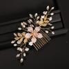 Bridal Hair Comb with Flowers and Pearls view 4