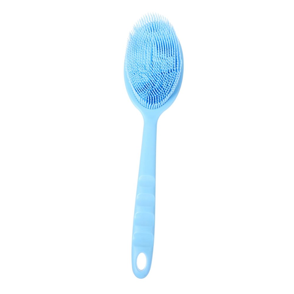 Silicone Bath Brush with Long Handle, Blue
