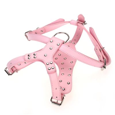 Pink PU Studded Dog Harness for Pit Bull Terriers