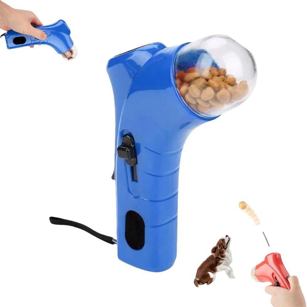 Cat Treat Gun and Interactive Pet Treat Launcher (Blue)