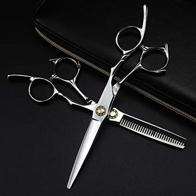 Professional 6-Inch Hair Cutting Scissors with Ball Bearing, Japanese Steel, Thinning and Cutting Shears with Case