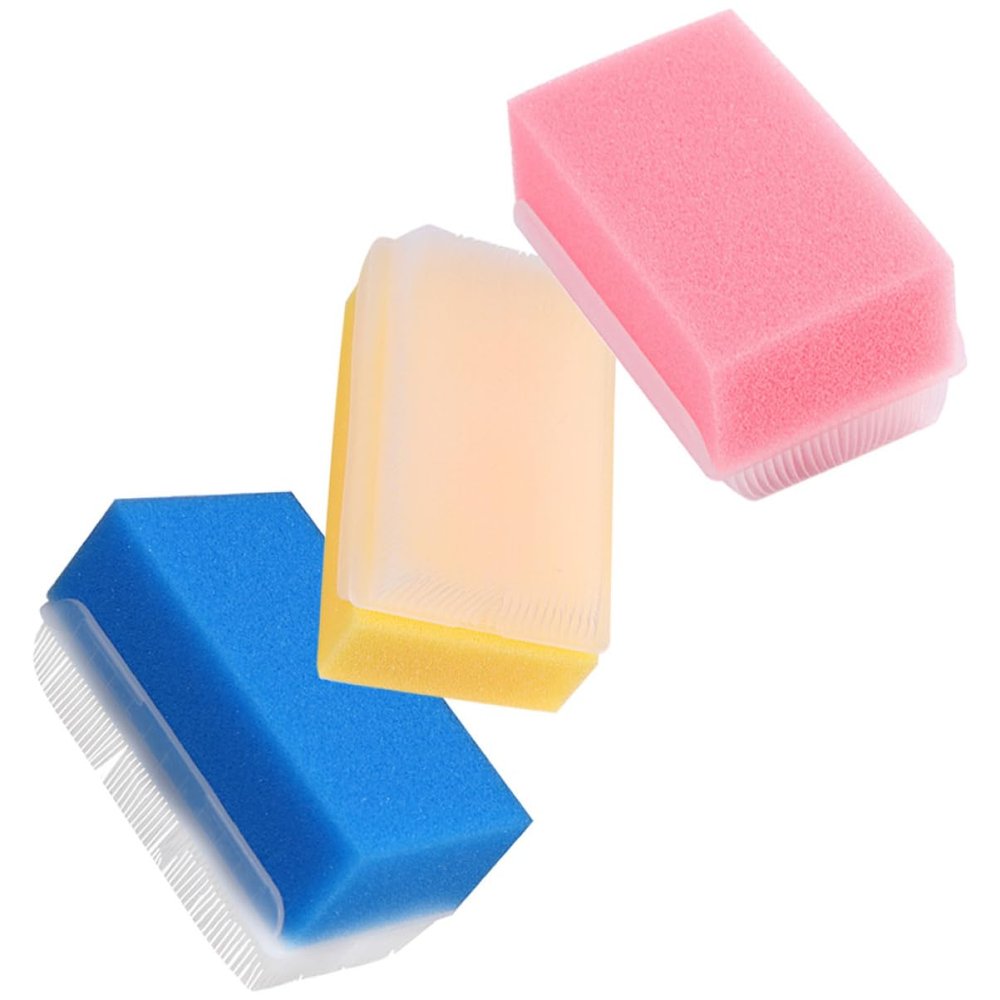 VINTORKY 3-Piece Baby Brush Set with Soft Sponge and Plastic Handle for Newborn Bathing