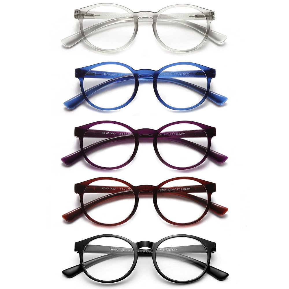 SKYWAY Spring-Hinge Reading Glasses, 5-Pack, 1.75 Diopters, for Women and Men