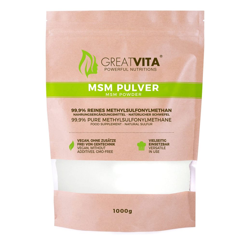 GreatVita MSM Powder 3 x 1 kg – 99.9% Methylsulfonylmethane, Fine Organic Sulfur Powder, 3 kg Supply