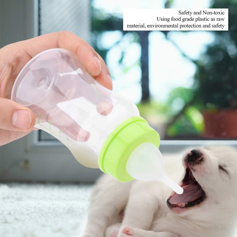 Akozon 4-Piece Silicone Transparent Durable Milk Bottle Feeder for Pets