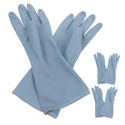 Zerodeko Reusable Dishwashing Gloves, 3 Pairs, PVC, Blue