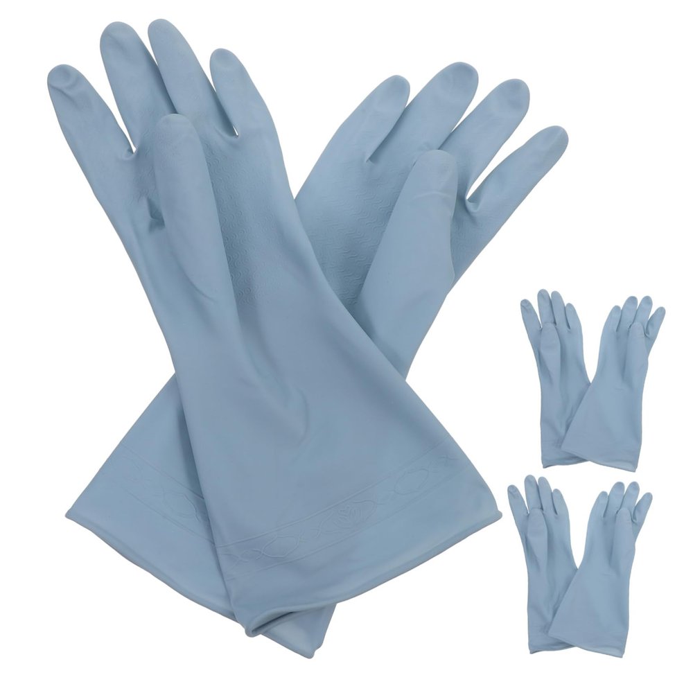 Zerodeko Reusable Dishwashing Gloves, 3 Pairs, PVC, Blue