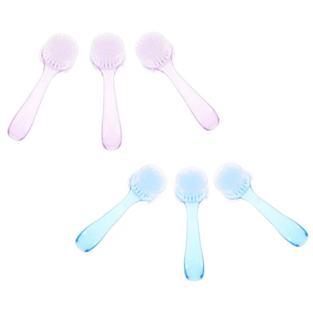 6 Manual Facial Cleansing Brushes with Handles