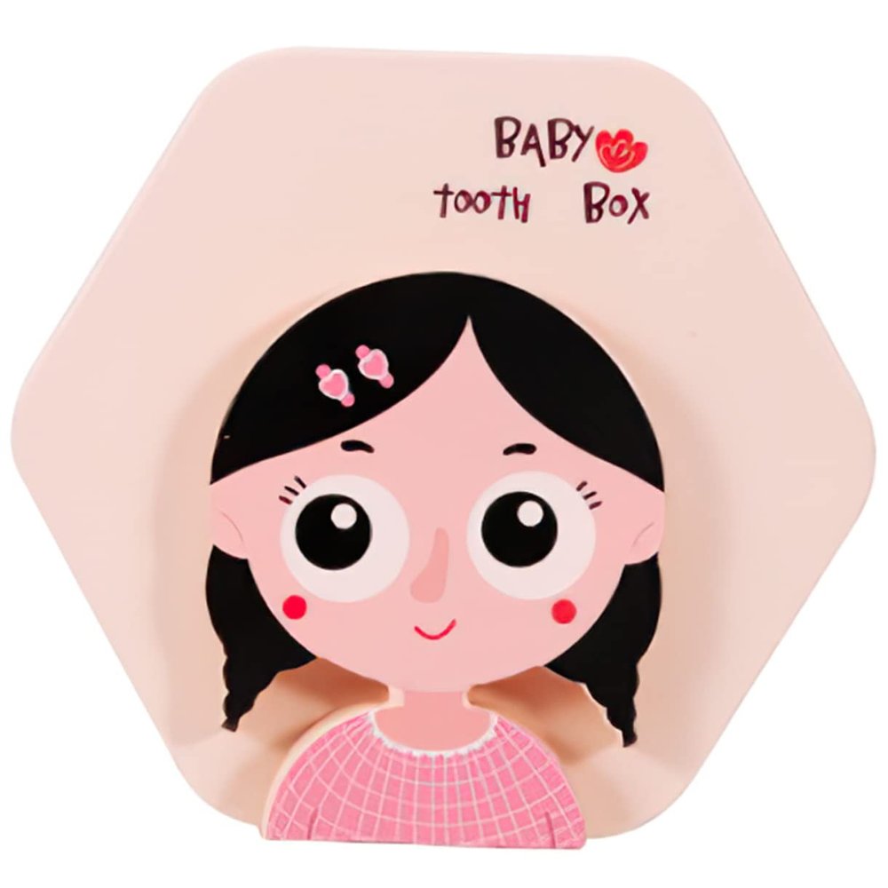 ibasenice Pink Wooden Baby Tooth Keepsake Box for Girls