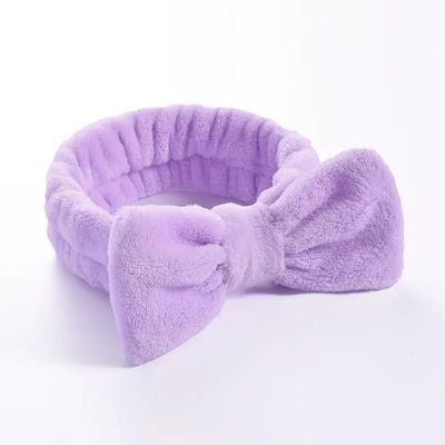 UYFRD Women's Headband with Solid Bow, Coral Fleece, Makeup, Spa, Washing, Face, Turban, Head Wrap, Girls, Hair Towel, Accessory, Headband, Hair Ties (Purple)