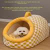 woxefo Mini Plush Pet Bed, Semi-Enclosed, Orange, XL view 3
