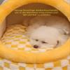 woxefo Mini Plush Pet Bed, Semi-Enclosed, Orange, XL view 4