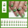 24-Piece St. Patrick’s Day Press-On Nails, Green Clover, Short Coffin Style view 2