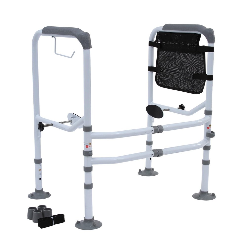 Adjustable-Height and Width Toilet Seat Riser for Seniors with Storage Bag