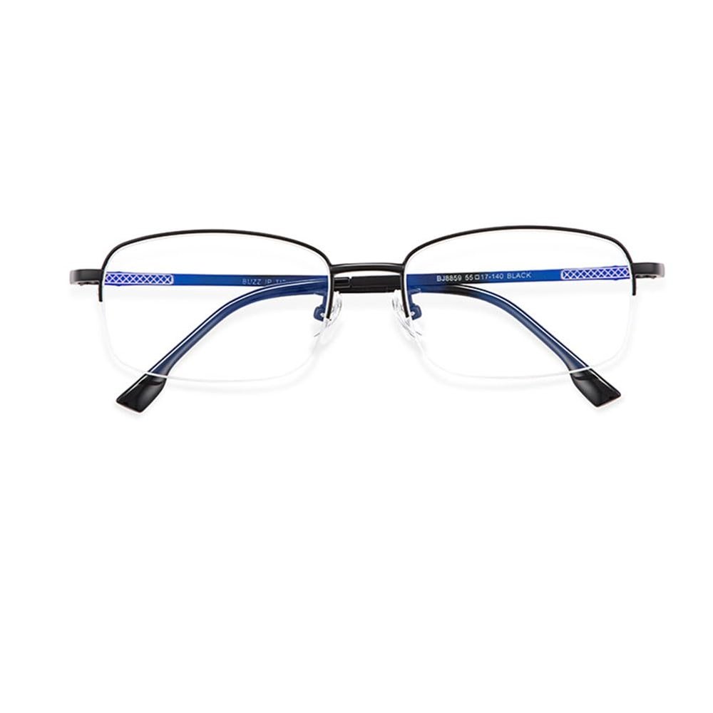 JIETIAN Men's Pure Titanium Blue-Light-Blocking Reading Glasses, Black, +1.0
