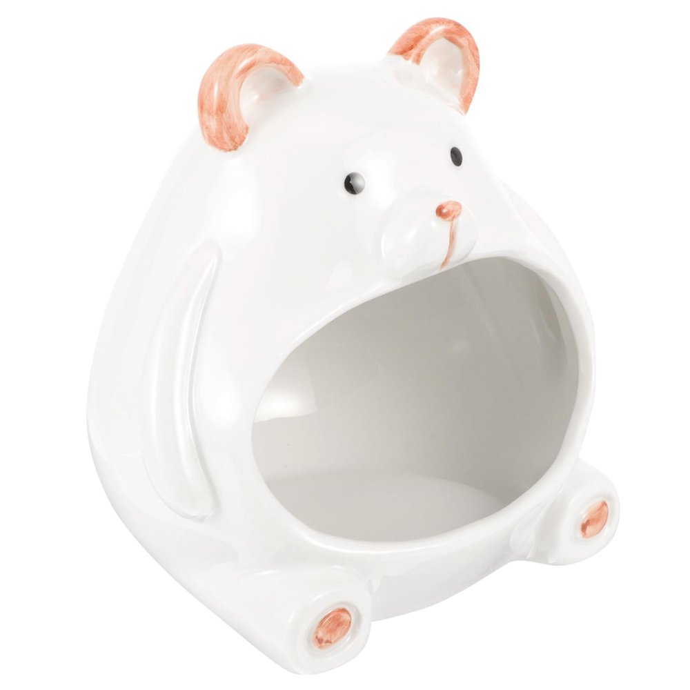Yardwe Ceramic Pet Nest for Small Animals, Cooling White Ceramic Hamster House