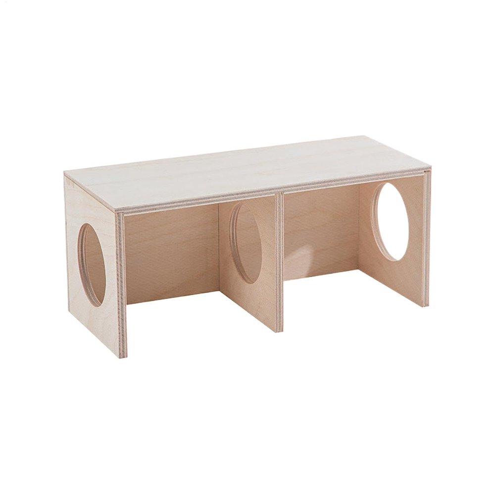 Wooden Multi-Chamber Hamster House with 2-Chamber Tunnel