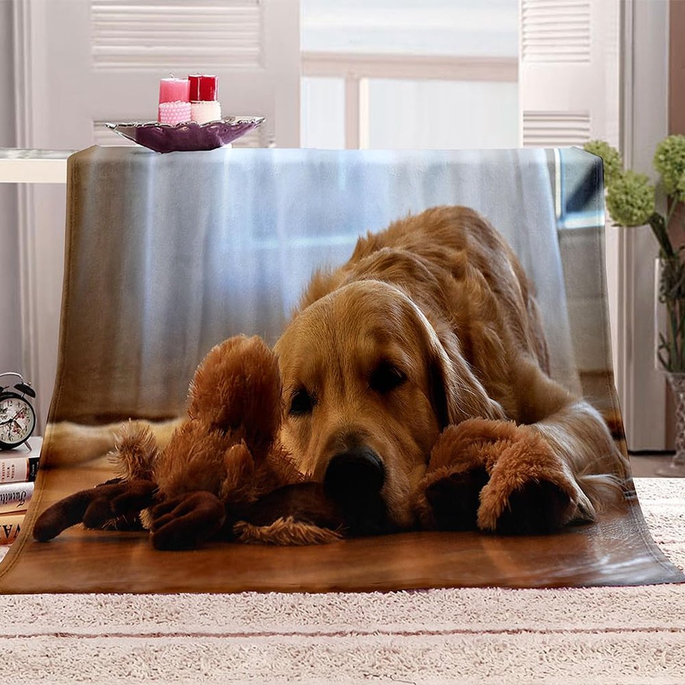 KQYLBM Plush Fleece Dog Blanket, 130 x 150 cm, Winter Cozy Sofa Throw