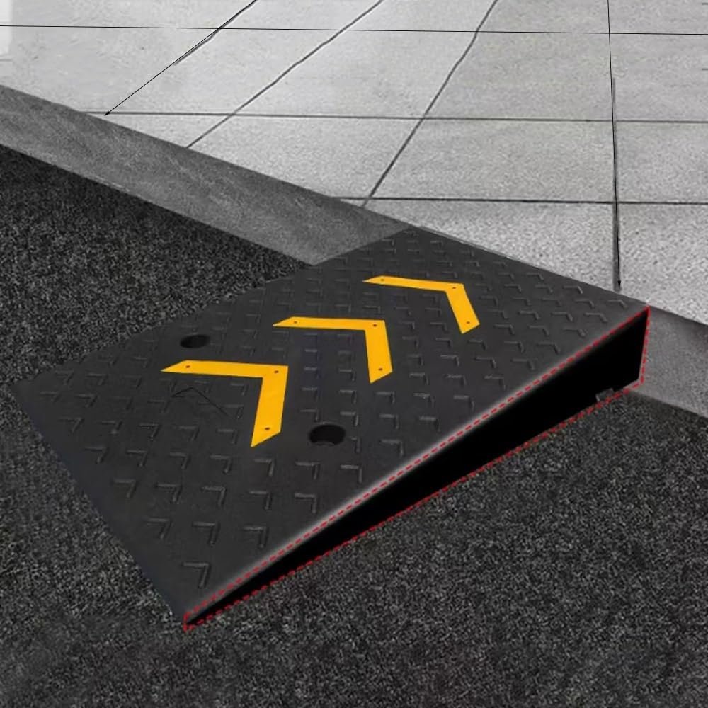 QSPNVFB Rubber Curb Ramp, Portable Threshold Ramp, 50 × 80 × 18 cm
