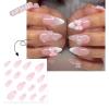 SueaLe 24-Piece White French Tip Almond Acrylic Nails with 3D Bows and Flowers view 2