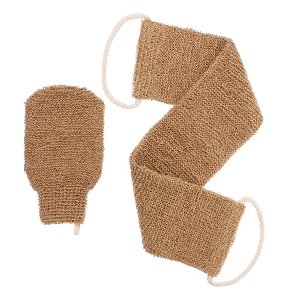 TOVINANNA Long Body Exfoliating Towels, Polyester and Linen, Skin-Friendly, for Shower and Back, 2 Pieces