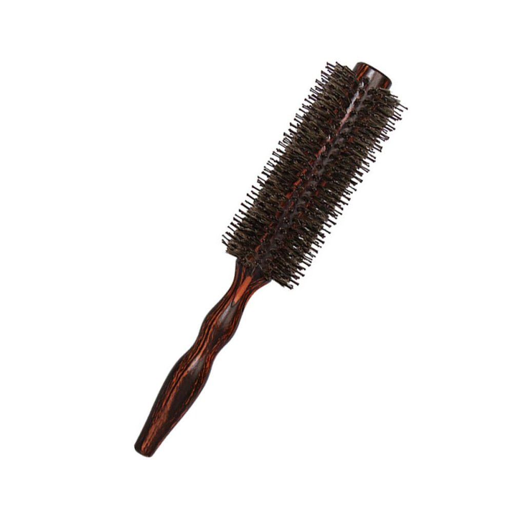 FOMIYES Hair Styling Comb with Rolling Function, Wood and Nylon Bristle Curling Brush for Scalp Massage