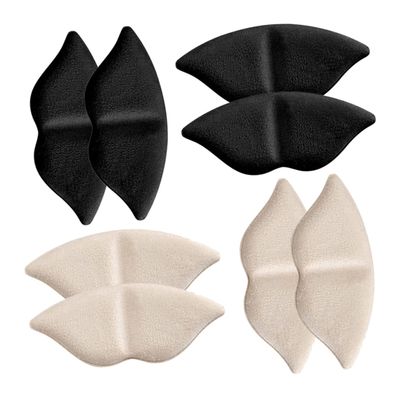 NULYLU 4-Pair Adhesive Heel Protectors for High Heels, Anti-Slip, Breathable, Skin-Tone