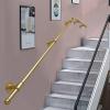 Wrought-Iron Handrail for Stairways, Gold-Colored Metal, Wall-Mounted, 240 cm Long view 1