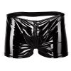 Men's Black Latex-Look Bulge Pouch Boxer Shorts view 2
