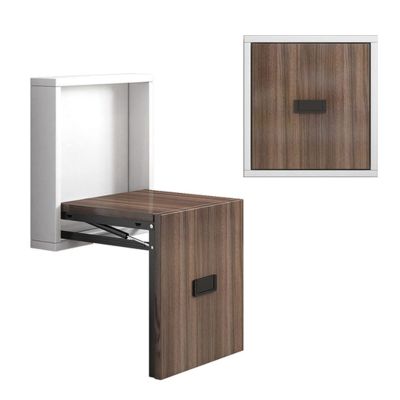 TGDGFKIAS Folding Teak Wood Shower Seat, Wall-Mounted, Walnut White