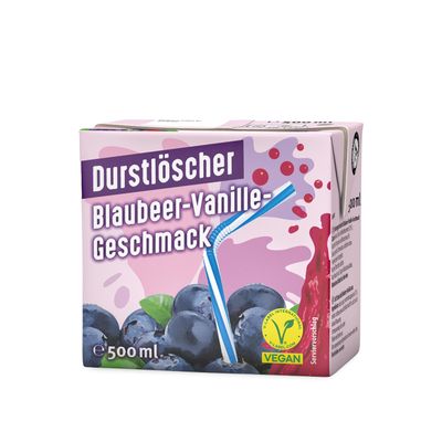 Durstlöscher Blueberry Vanilla, 12 x 500 ml: Vegan Non-Carbonated Fruit Juice Drink