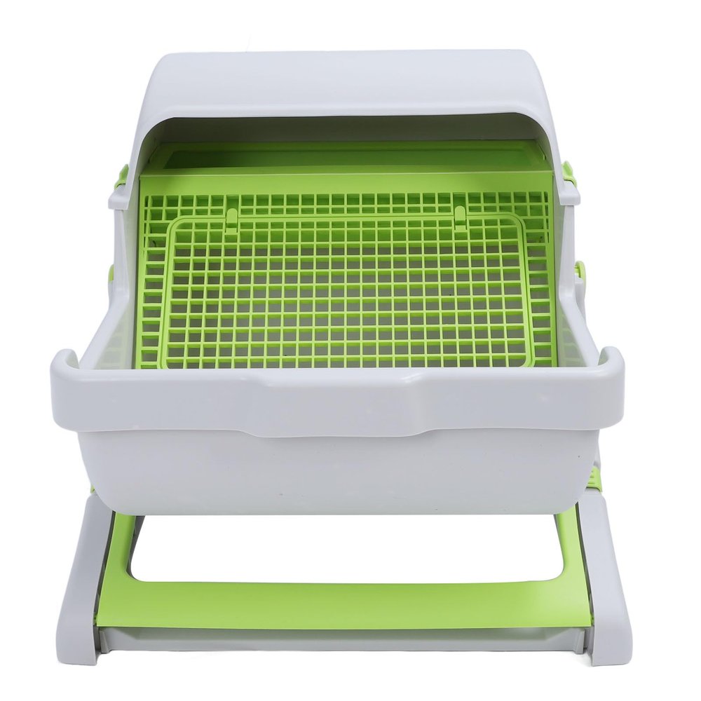 Naroote Semi-Automatic Self-Cleaning Cat Litter Box, PP Plastic, Easy Assembly, Tilt-Bin Style, Large, Semi-Enclosed