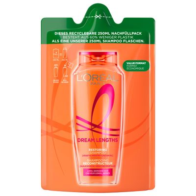 L'Oréal Paris Elvive Dream Length Repair Shampoo for Long, Straight Hair with Keratin and Castor Oil, 250 ml