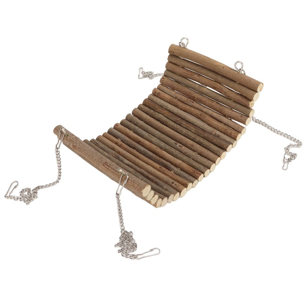 Akozon Hamster Wooden Swing Hammock with Hanging Chain, 15 x 30 cm