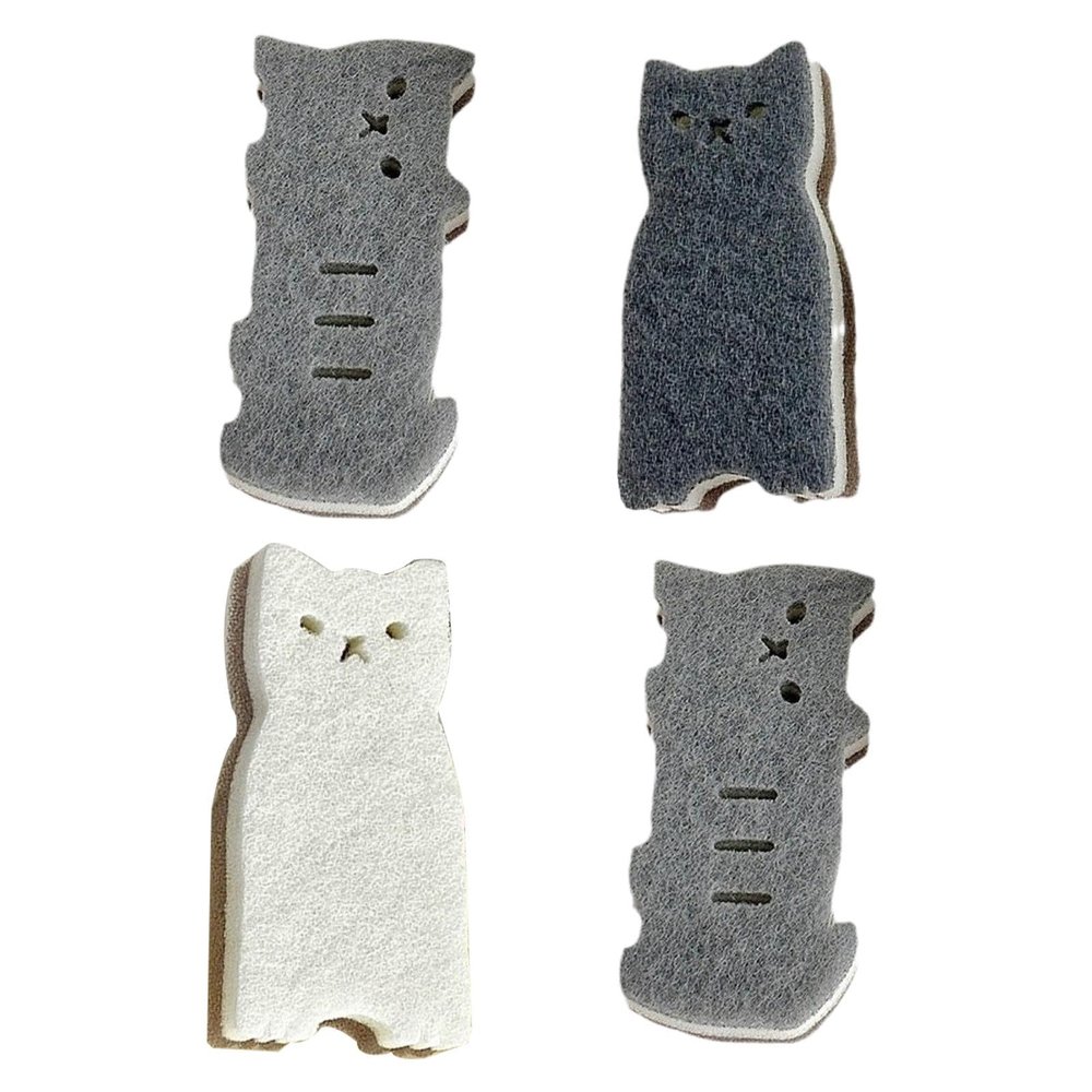 Cat-Shaped Dish Sponges, Set of 4