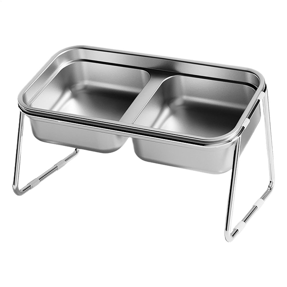 Elevated Cat Bowl with Stainless Steel Bowls