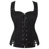 Gothic Satin Bustier Corset Top for Women with Lace and Steel Boning view 1