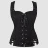 Gothic Satin Bustier Corset Top for Women with Lace and Steel Boning view 2