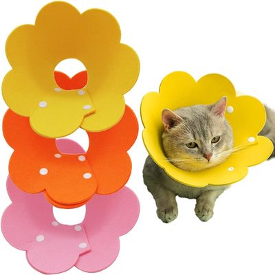 KOMUNJ 3-Pack Cat Protective Collars, Adjustable Recovery Cones for Cats and Small Dogs