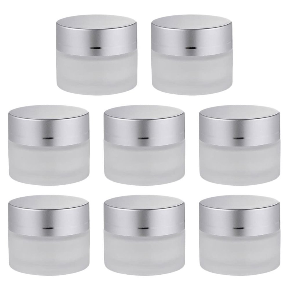 minkissy 8-Pack 10 g Refillable Glass Cream Jars with Lids and Inner Inserts