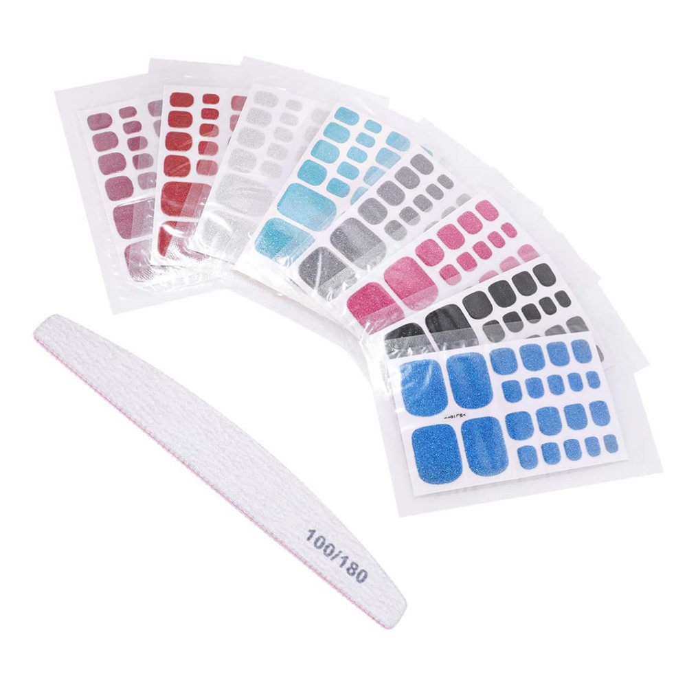 Ipetboom Glitter Toenail Stickers, 8 Sheets with Nail File