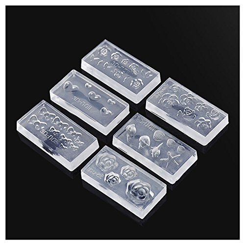 NKBSDKM 6-Piece Silicone 3D Nail Art Molds for DIY Decorations