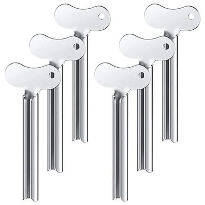 Okeeyseda 6-Piece Stainless Steel Toothpaste Tube Squeezers, Metal Key Tube Squeezer for Cosmetic Tubes