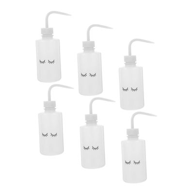 KAILIKETIY 250 mL Soft PE Eyelash Wash Bottles, 6-Pack, Curved Spout