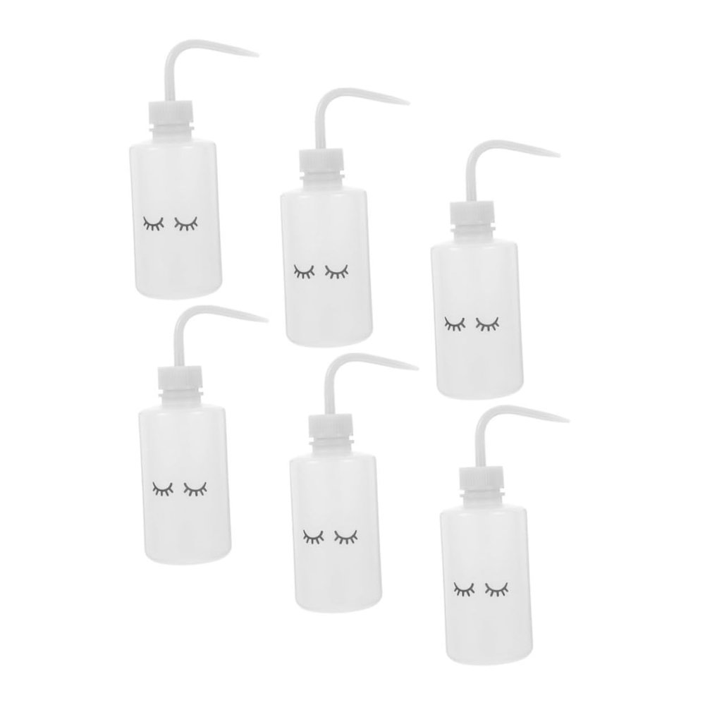 KAILIKETIY 250 mL Soft PE Eyelash Wash Bottles, 6-Pack, Curved Spout