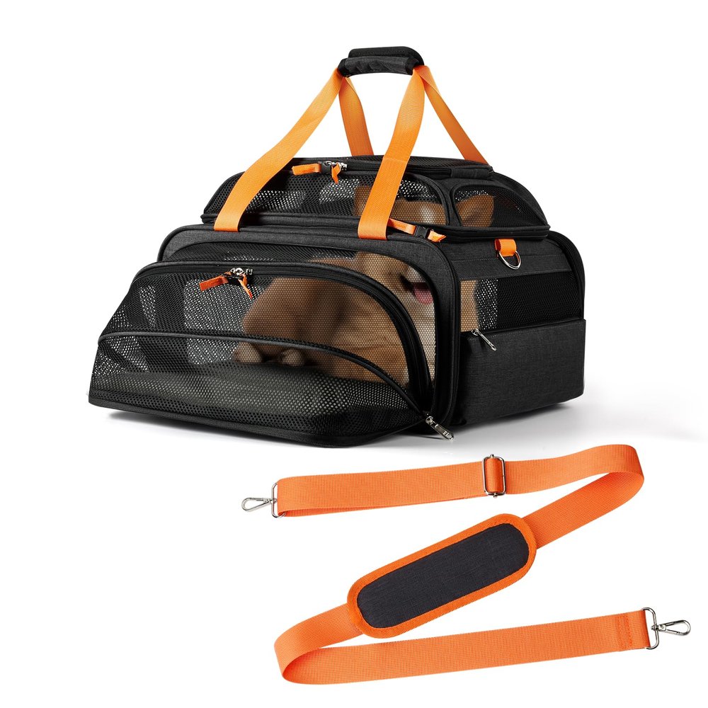 pidipiti 45.7 x 34.9 x 22.9 cm TSA-Approved Expandable Pet Carrier for Small Dogs, Puppies and Cats up to 3.6 kg