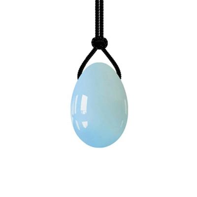 Yoni Egg Rose Quartz White Natural Jade Eggs for Women, Kegel Exercise, Tightening and Massage Eggs, Drilled Eggs, L 4.5 x 3 cm, Opalite