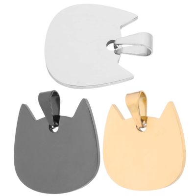3-Piece Stainless Steel Pet Tags, Cat-Shaped, for Dogs